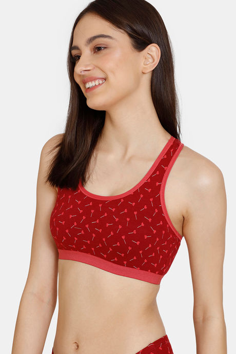 Zivame Girls Double Layered Non Wired Full Coverage Bralette - Lolipop Maroon — image 3